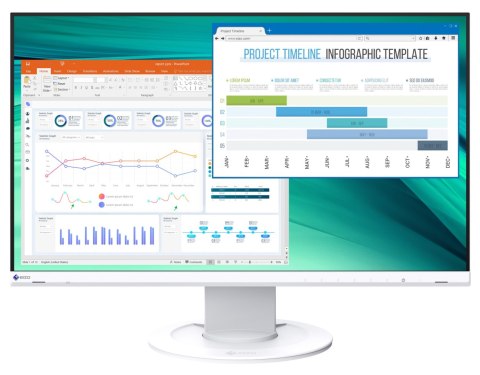 EIZO FlexScan EV2460-WT - monitor LCD IPS 23.8", 1920 x 1080 (16:9), flicker free, autoregulacja jasności, złącza DisplayPort, H